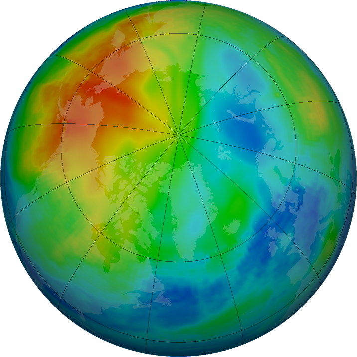Arctic ozone map for 03 December 1993